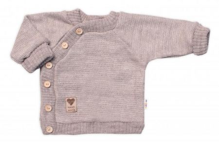 Dětský pletený svetřík s knoflíčky, zap. bokem, Hand Made Baby Nellys, béžový, 56-62 (0-3m)