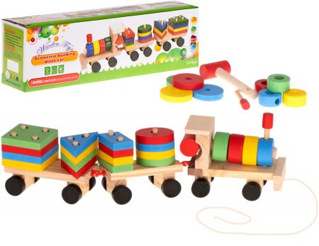 KIK Dřevěný třídič obratnostní puzzle vlak lokomotiva KX7459