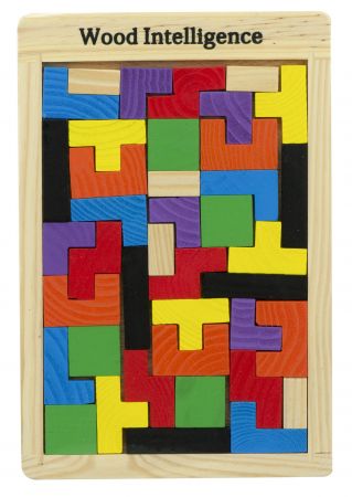 KIK Dřevěné puzzle tetris bloky 40el. KX7620