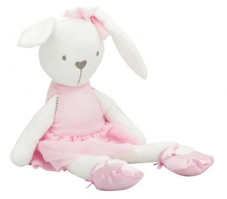 KIK Plyšový maskot králík v růžových šatech 42cm KX7613