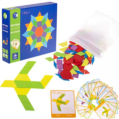 KIK Montessori puzzle dřevěné tvary 155el. KX7232
