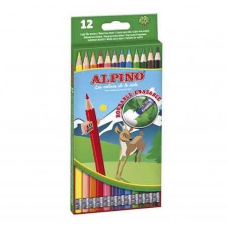KIK ALPINO Pastelky s gumou 12 barev KX6066