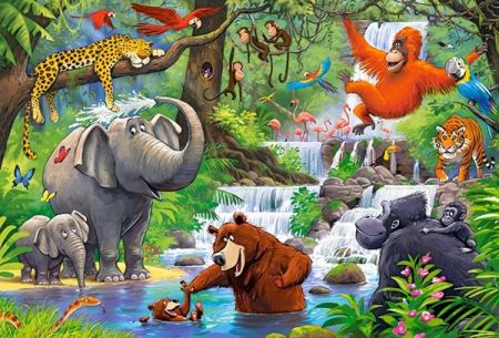 KIK Zvířata v džungli, Puzzle 40ks Maxi CASTORLAND KX4792