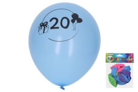 Balónek nafukovací 30 cm - sada 5ks, s číslem 20