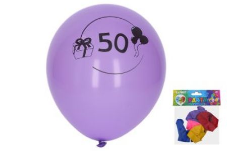Balónek nafukovací 30 cm - sada 5ks, s číslem 50