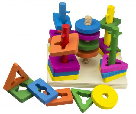 KIK Dřevěné třídicí puzzle 5 věží KX7550