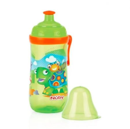 Nuby NUBY Sportovní láhev Pop-Up 360 ml, 18 m+, zelená