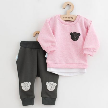 Kojenecká souprava tričko a tepláčky New Baby Brave Bear ABS růžová Růžová 56 (0-3m)
