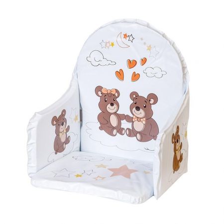 NEW BABY Vložka do dřevěných jídelních židliček typu New Baby Victory Bílá medvídci