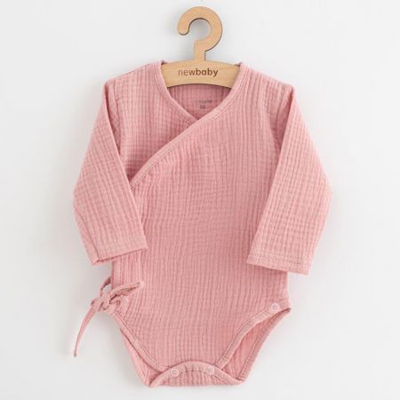 Kojenecké mušelínové body s bočním zavazováním New Baby Soft dress růžová Růžová 68 (4-6m)