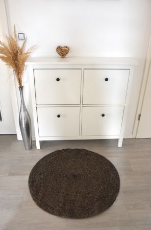 Černopřírodní kulatý jutový koberec - 90 cm