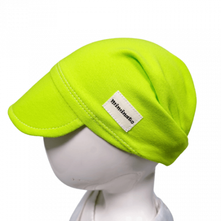 Dětský šátek na hlavu s kšiltem - neonově zelený