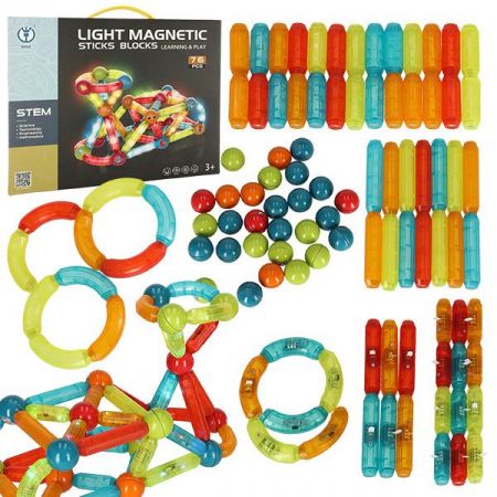 KIK Svítící magnetické kostky pro malé děti 102 kusů KX4771_2