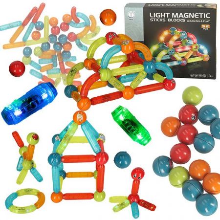 KIK Svítící magnetické kostky pro malé děti 52 prvků KX4771