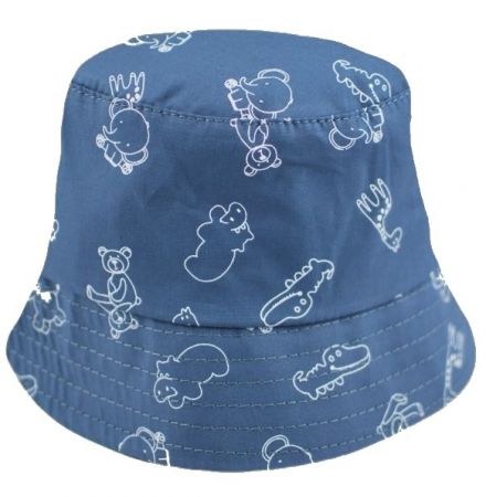 Letní, jarní klobouček Baby Nellys, Zoo - modrý, vel. 74/80, obvod: 42/46 cm Velikost: 74-80 (9-12m)