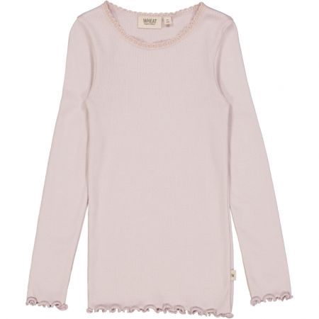 Wheat dívčí tričko s dlouhým rukávem s krajkou 0151 - soft lilac Velikost: 140 Biobavlna, modal