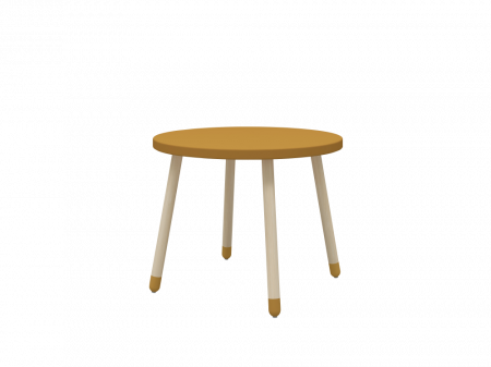Flexa dřevěný kulatý stůl pro děti hořčicový Dots 8250103110 Masivní dřevo