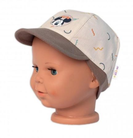 Letní klobouček s kšiltem Baby Nellys Mickey Fun, béžovo/hnědý, 80-86 (12-18m)
