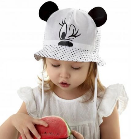 Letní klobouček Baby Nellys Minnie na zavazování, šedý, vel. 18-24 m, 86-92 (18-24m)