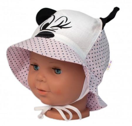 Letní klobouček Baby Nellys Minnie na zavazování, růžový, 74-80 (9-12m)