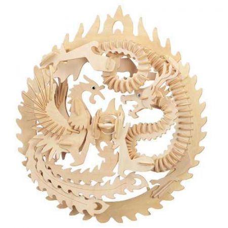 Woodcraft construction kit Woodcraft Dřevěné 3D puzzle Fénix a drak