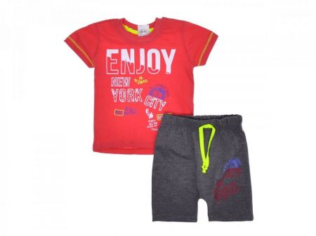 Chlapecký letní set - souprava tričko a kraťasy potisk ENJOY 80 cm