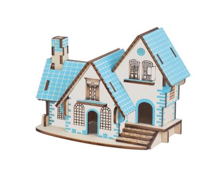 Woodcraft construction kit Woodcraft Dřevěné 3D puzzle Modrý dům