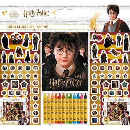 Jiri Models Samolepkový set s omalovánkami a voskovkami 500 ks Harry Potter