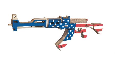 Woodcraft construction kit | Woodcraft Dřevěné 3D puzzle Samopal AK47 v barvách Americké vlajky DS22972122