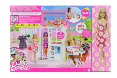 Barbie dům s panenkou a štěnětem herní set HCD48 DS48127387