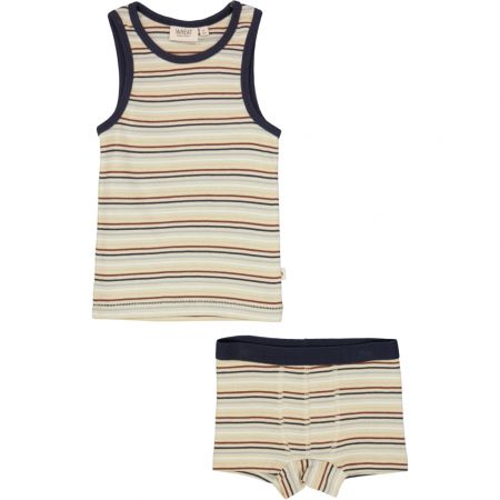 Wheat 2 dílné dětské spodní prádlo Lui 9056 - multi stripe Velikost: 128 Bavlna