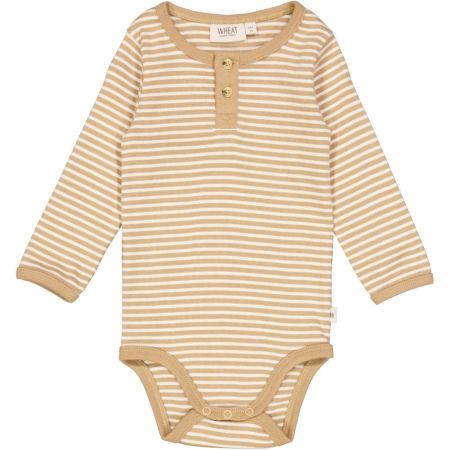 Wheat kojenecké body s dlouhým rukávem 9101 - cappuccino stripe Velikost: 92 Bavlna