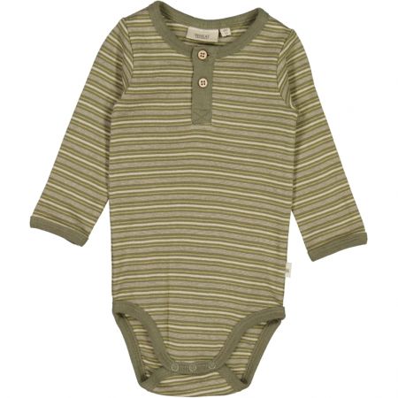 Wheat kojenecké body s dlouhým rukávem 9101 - heather green stripe Velikost: 62 Bavlna