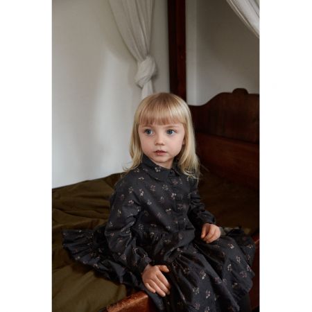 Wheat dívčí šaty s dlouhým rukávem Felucca 1395 - black flowers Velikost: 152 Biobavlna