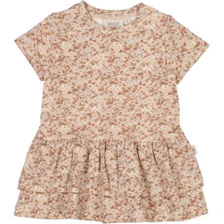 Wheat kojenecké šaty s krátkým rukávem Johanna 5620 - pale lilac flowers Velikost: 92 Biobavlna