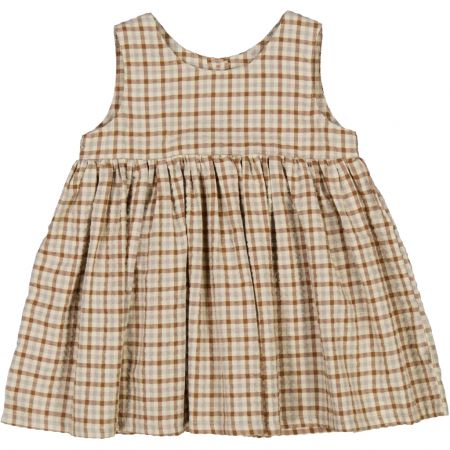 Wheat kojenecké šaty bez rukávů Wrinkles 5200 - golden dove check Velikost: 92 Biobavlna