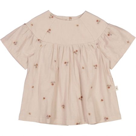 Wheat kojenecké šaty s krátkým rukávem Sille 5210  - embroidery flowers Velikost: 86 Biobavlna