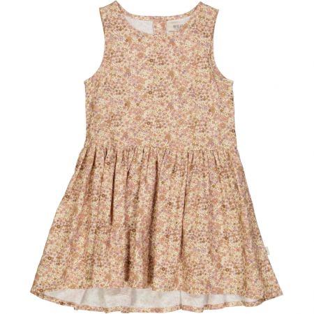 Wheat dívčí šaty bez rukávů Sarah 1235 - clam flowers Velikost: 104 Biobavlna