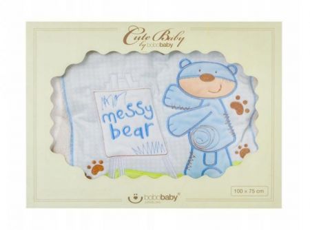 BOBO BABY Dětská deka dvouvrstvá Bear, BoboBaby, krémová/modrá