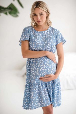 Těhotenské a kojící šaty Lovely Dress milk & love modrá
