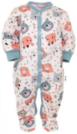 Kojenecký overálek, pyžamo, bavlna, Space Bear, Baby Nellys - pastel mint.vel. 74, 74 (6-9m)
