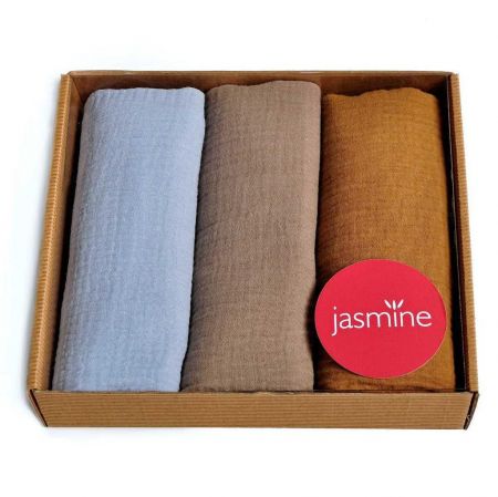 My Jasmine Trading s.r.o. Dárkové balení mušelínových plenek Box Lux 2 60x80 cm 3 ks Jasmine