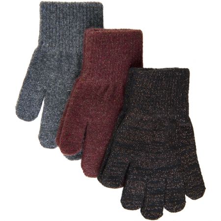 Mikk-Line Mikk - Line dětské vlněné rukavice 3ks 93032 Decadent Chocolate-Black-Antrazite Velikost: 4 - 7 let Vlna