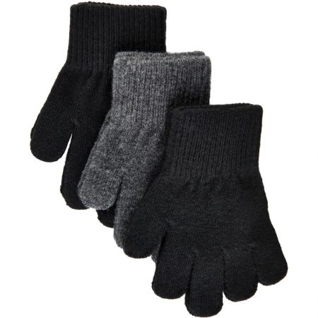 Mikk-Line Mikk - Line dětské vlněné rukavice 3ks 93030 Black-Antrazite-Black Velikost: 8 - 16 let Vlna