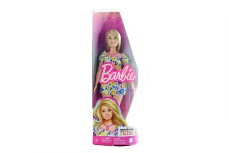 Barbie Modelka - šaty s modrými a žlutými květinami HJT05 DS84066043
