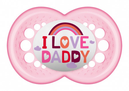 Mam Šidítko Love & Affection silikon 6m+ Růžová/I love daddy