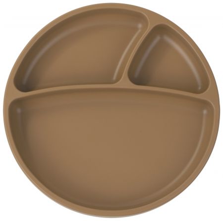 Minikoioi silikonový dělený talíř s přísavkou hnědý