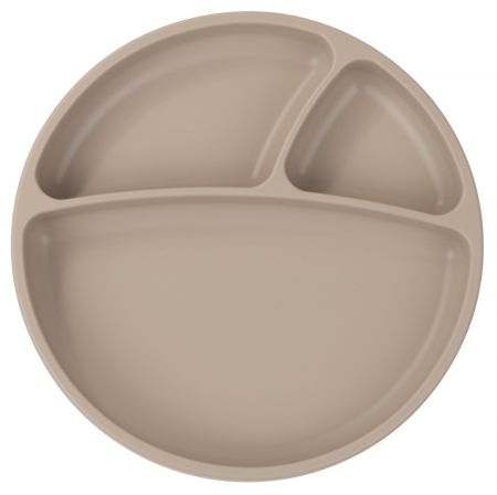 Minikoioi silikonový dělený talíř s přísavkou béžový