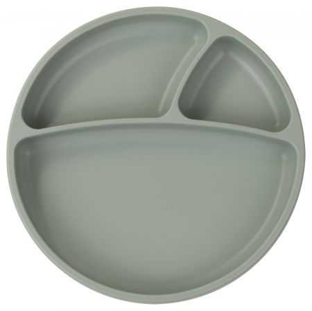 Minikoioi silikonový dělený talíř s přísavkou zelený