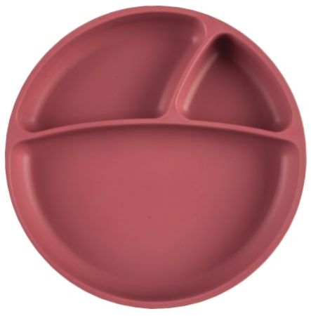 Minikoioi silikonový dělený talíř s přísavkou bordový